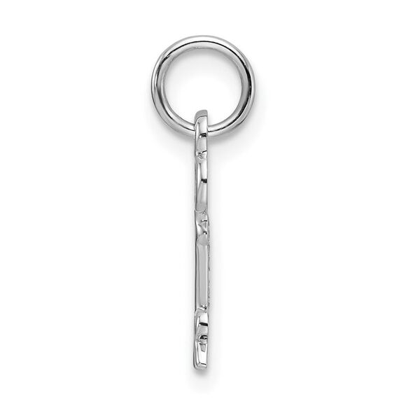 14k White Gold, Hannah Collection, Mini Initial R Shamrock Key Charm - Picture 2 of 5